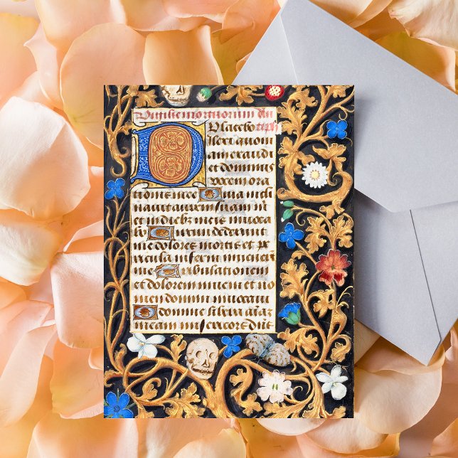 Cartão Postal Salmo Bíblico 114 Manuscrito Medieval - Memento Mo (Bible Psalm 114 Medieval Manuscript - Memento Mori Catholic Christian Lent Postcard)