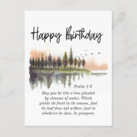 Salmo de Aniversário 1-3 Versículo Bíblico Aquarel
