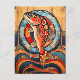 Cartão Postal Salmon Totem – Journey in Deco Style