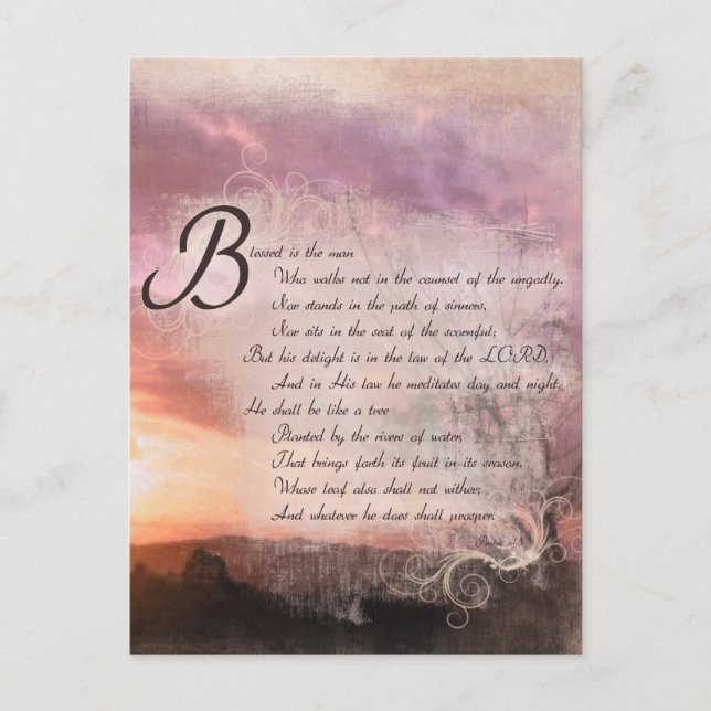 Cartão Postal Salms & Pôrs do sol Bíblia Verso Encorajamentos (Frente)