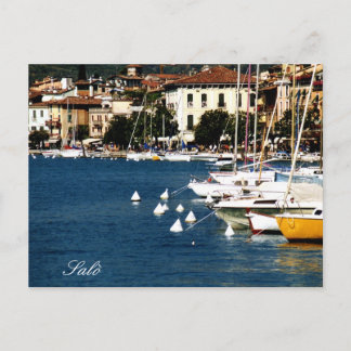 Cartão Postal Salò Lake Garda Port e foto do compartimento