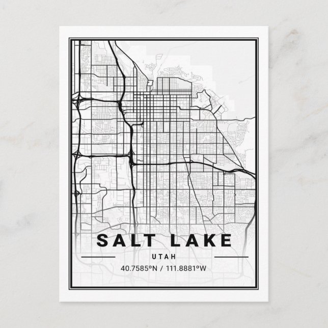 Cartão Postal Salt Lake City Utah USA Mapa da Cidade do Viagem (Frente)