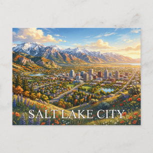 Cartão Postal Salt Lake City Utah Viagem Paisagem Urbana Monta