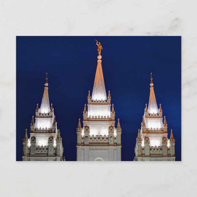 Cartão Postal Salt Lake LDS Mormon Temple at Night (Frente)