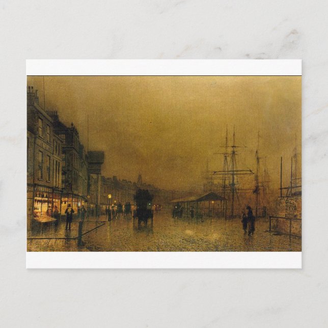 Cartão Postal Salthouse Dock, Liverpool John Atkinson Grimshaw (Frente)