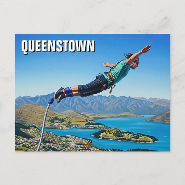 Cartão Postal Salto de Bungy na Viagem de Queenstown na Nova Zel (Frente)