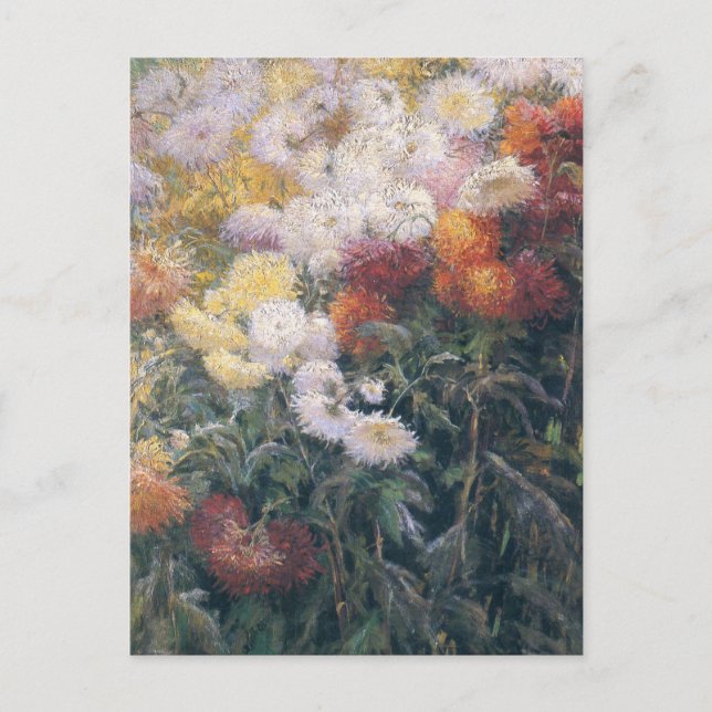 Cartão Postal Salto de Chrysanthemums por Gustave Caillebotte (Frente)