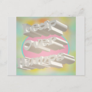 Cartão Postal Salto sobre os pastéis de design de arte e branco