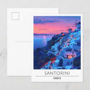 Cartão Postal Salto-sol na Viagem de Santorini