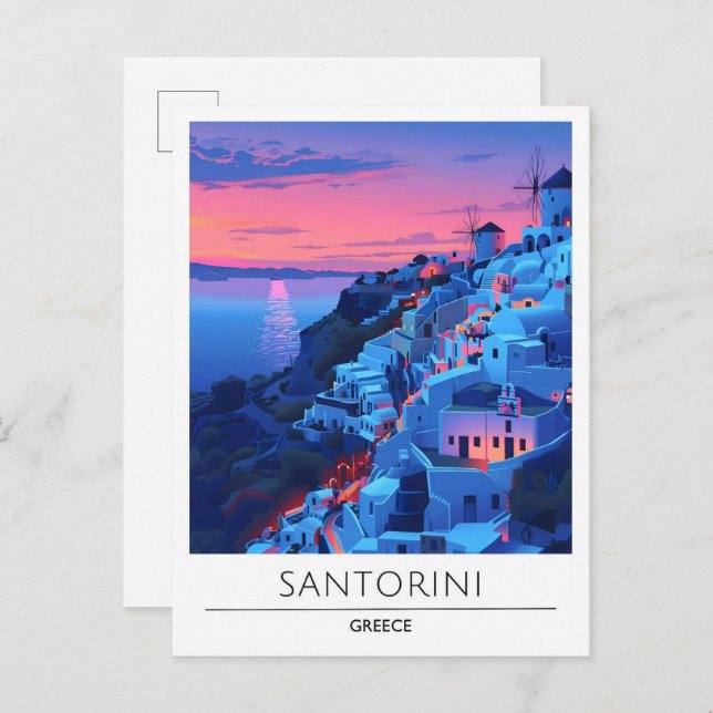 Cartão Postal Salto-sol na Viagem de Santorini (Frente/Verso)