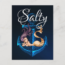 Cartão Postal Salty ~ Anchor e Sereia Sea Life