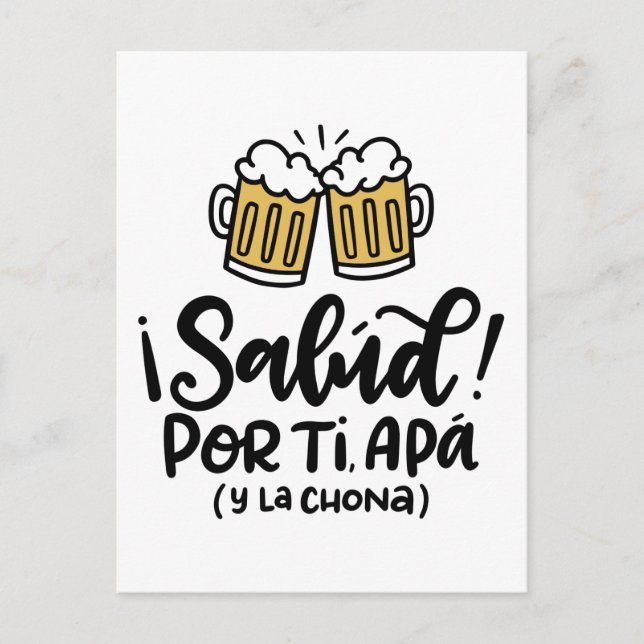 Cartão Postal Salud ou Mi Apa y la Chona, design desenhada à mão (Frente)