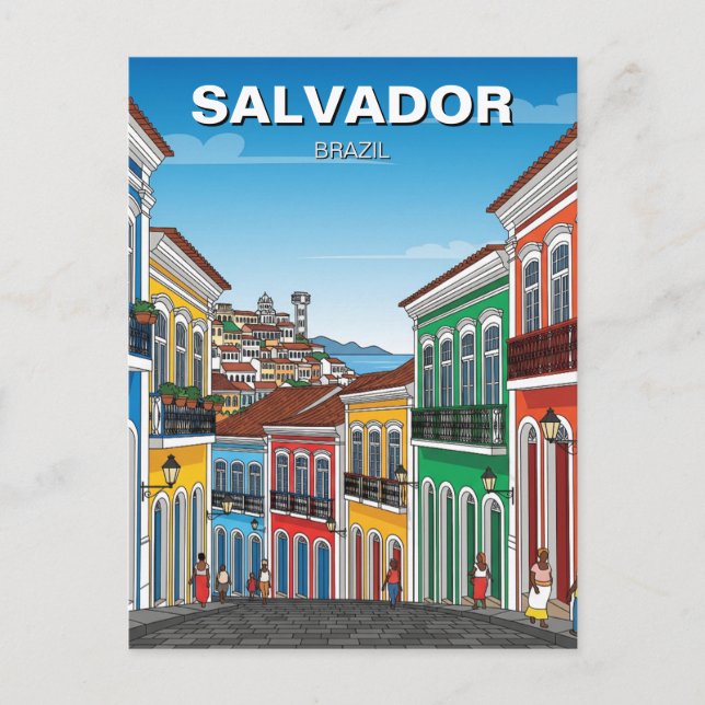 Cartão Postal Salvador Brasil Perlourinho Viagem (Frente)
