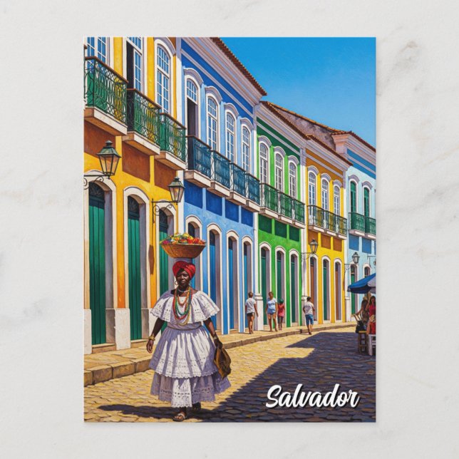 Cartão Postal Salvador Brasil Perlourinho Viagem (Frente)