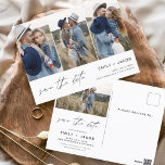 Cartão Postal Salvar a data 4 Foto Elegante Editável Moderno<br><div class="desc">Paisagem Moderna e Elegante Horizontal Quatro (4) Foto Salve o Magnete de Casamento de Data com tipografia de script com letra de mão. O ímã para salvar o convite de data inclui tipografia de script e chic e design simples para a qual você pode adicionar sua fotografia personalizada de noivado....</div>
