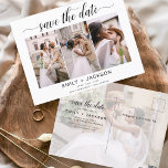 Cartão Postal Salvar a data 4 Foto Elegante Editável Moderno<br><div class="desc">Paisagem Moderna e Elegante Horizontal Quatro (4) Foto Salve o Magnete de Casamento de Data com tipografia de script com letra de mão. O ímã para salvar o convite de data inclui tipografia de script e chic e design simples para a qual você pode adicionar sua fotografia personalizada de noivado....</div>