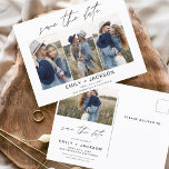 Cartão Postal Salvar a data 4 Foto Elegante Editável Moderno<br><div class="desc">Paisagem Moderna e Elegante Horizontal Quatro (4) Foto Salve o Magnete de Casamento de Data com tipografia de script com letra de mão. O ímã para salvar o convite de data inclui tipografia de script e chic e design simples para a qual você pode adicionar sua fotografia personalizada de noivado....</div>