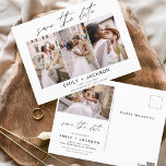 Cartão Postal Salvar a data 4 Foto Elegante Editável Moderno<br><div class="desc">Paisagem Moderna e Elegante Horizontal Quatro (4) Foto Salve o Magnete de Casamento de Data com tipografia de script com letra de mão. O ímã para salvar o convite de data inclui tipografia de script e chic e design simples para a qual você pode adicionar sua fotografia personalizada de noivado....</div>
