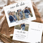 Cartão Postal Salvar a data 4 Foto Elegante Editável Moderno<br><div class="desc">Paisagem Moderna e Elegante Horizontal Quatro (4) Foto Salve o Magnete de Casamento de Data com tipografia de script com letra de mão. O ímã para salvar o convite de data inclui tipografia de script e chic e design simples para a qual você pode adicionar sua fotografia personalizada de noivado....</div>