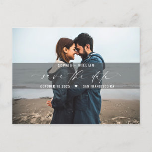 Cartão Postal Salvar a data de casamento com foto moderna minima