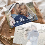 Cartão Postal Salvar a data de fotos manuscritas de branco<br><div class="desc">Casamento manuscrito Salve os Cartões de Data que têm uma foto na frente e atrás. Os cartões Save the Date Fall, Autumn, Winter, Primavera ou Summer contêm uma tipografia moderna escrita cursiva escrita escrita escrita escrita escrita escrita escrita escrita com corações que são elegantes, simples e modernos para usar depois...</div>