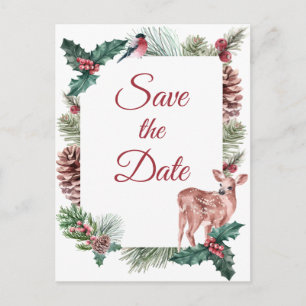 Cartão Postal Salvar a Data de Inverno Natal Casamento Engajamen