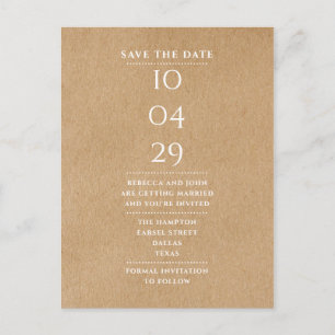 Cartão Postal Salvar a data simples moderno rústico