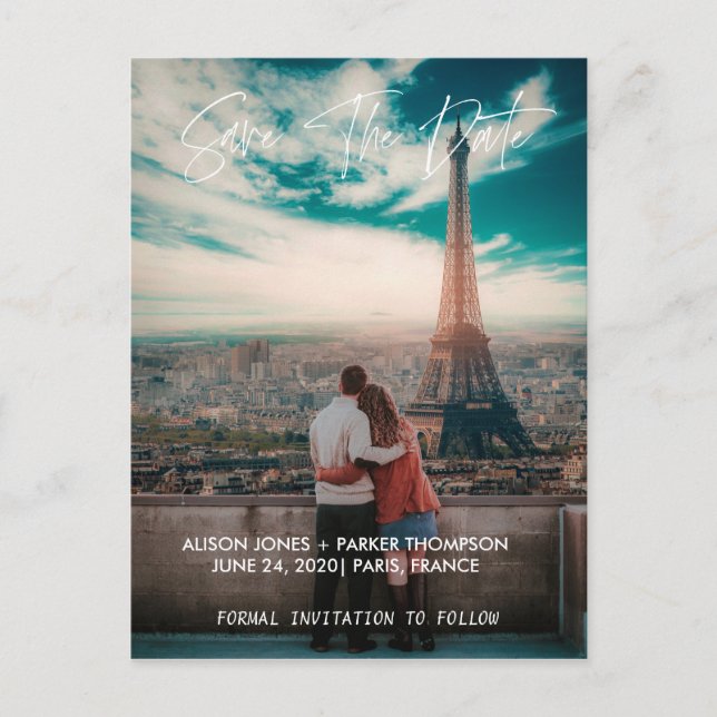 Cartão Postal Salvar a data | Tipografia (Frente)