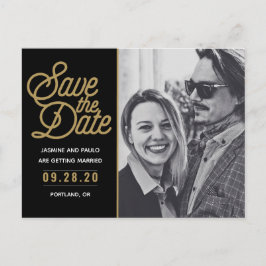 Cartão Postal Salvar A Foto De Casamento De Script Moderno De Da