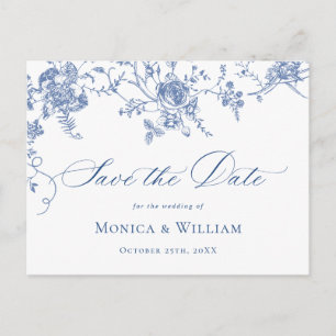 Cartão Postal Salvar data do casamento no jardim azul vitoriano 