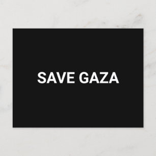 Cartão Postal Salvar Gaza - texto personalizado branco preto - m