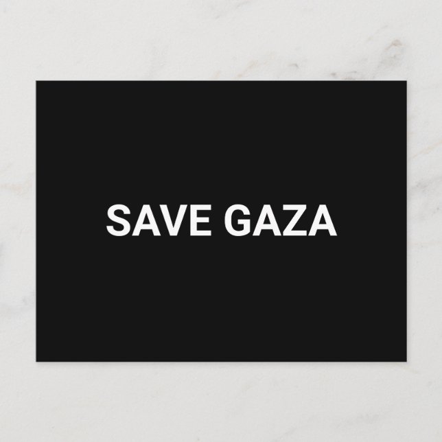 Cartão Postal Salvar Gaza - texto personalizado branco preto - m (Frente)