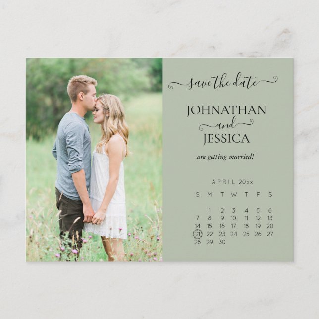 Cartão Postal Salvar o Calendário de Data (Frente)