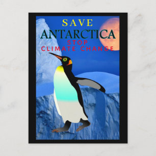 Cartão Postal Salvar Pinguim Imperador da Antártica Geleira Lua 