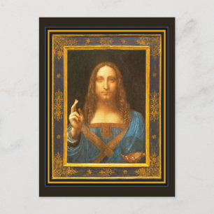 Cartão Postal Salvator Mundi c 1500 Leonardo da Vinci Belas Arte