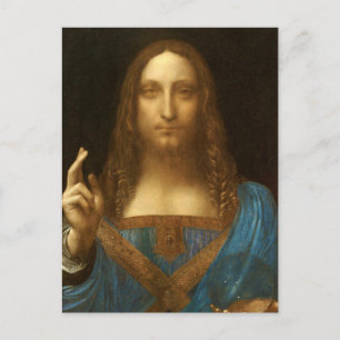 Cartão Postal Salvator Mundi por Leonardo da Vinci (c1500)