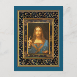 Cartão Postal Salvator Mundi por Leonardo da Vinci cerca de 1500