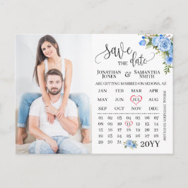 Cartão Postal Salve a data Calendário fotográfico Casamento flor