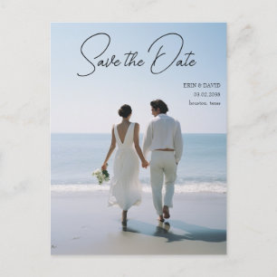 Cartão Postal Salve a data! Foto do moderno Marble 1