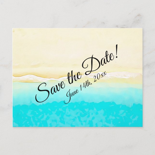 Cartão Postal Salve a Data Ocean Shore Themed Wedding (Frente)