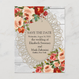 Cartão Postal Salve a Data País Madeira Branca Rústica