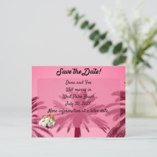 Cartão Postal SALVE A DATA Palmeiras Rosa Tropical Vibrante