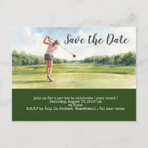 Cartão Postal Salve a data para torneio de golfe feminino