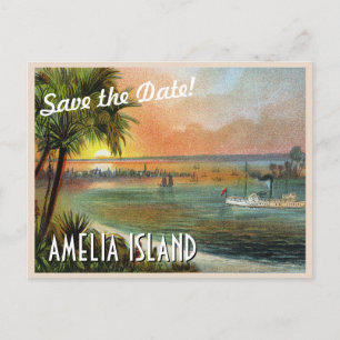 Cartão Postal Salve a Data Vintage Amelia Island Flórida