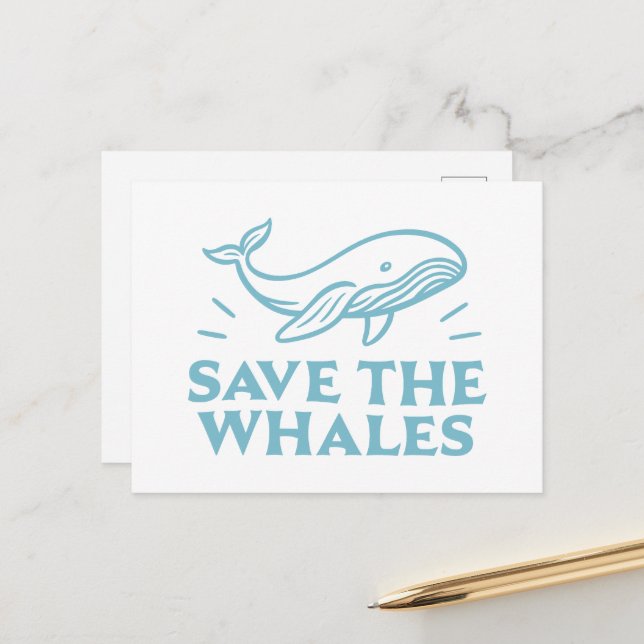 Cartão Postal Salve a estética retrô fofa das baleias (Frente/Verso In Situ)