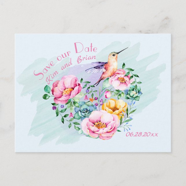 Cartão Postal Salve a Nossa Data Beija-flor (Frente)