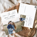 Cartão Postal Salve o Data Boho Minimalista Photo Modern<br><div class="desc">Capture a essência da sua história de amor com o nosso Cartão-postal Minimalista de Foto para Salvar o Data Boho. Este postal é uma fusão de minimalismo contemporâneo e charme boêmico, fazer a escolha perfeita para anunciar seu próximo casamento. Apresentando sua querida foto de noivado, este cartão-postal se torna uma...</div>