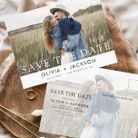 Cartão Postal Salve o Data Boho Minimalista Photo Modern<br><div class="desc">Capture a essência da sua história de amor com o nosso Cartão-postal Minimalista de Foto para Salvar o Data Boho. Este postal é uma fusão de minimalismo contemporâneo e charme boêmico, fazer a escolha perfeita para anunciar seu próximo casamento. Apresentando sua querida foto de noivado, este cartão-postal se torna uma...</div>