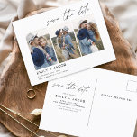Cartão Postal Salve o Data Boho Minimalista Photo Modern<br><div class="desc">Capture a essência da sua história de amor com o nosso Cartão-postal Minimalista de Foto para Salvar o Data Boho. Este postal é uma fusão de minimalismo contemporâneo e charme boêmico, fazer a escolha perfeita para anunciar seu próximo casamento. Apresentando sua querida foto de noivado, este cartão-postal se torna uma...</div>
