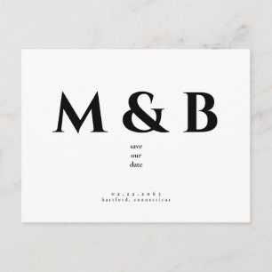 Cartão Postal Salve o Dia de Casamento Moderno e Elegante com Mo